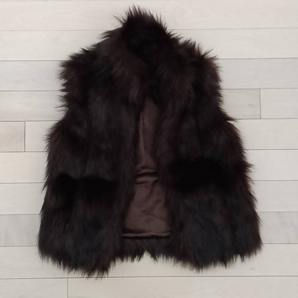 Members Only Women's Open Faux Fur Vest Brown Size XS